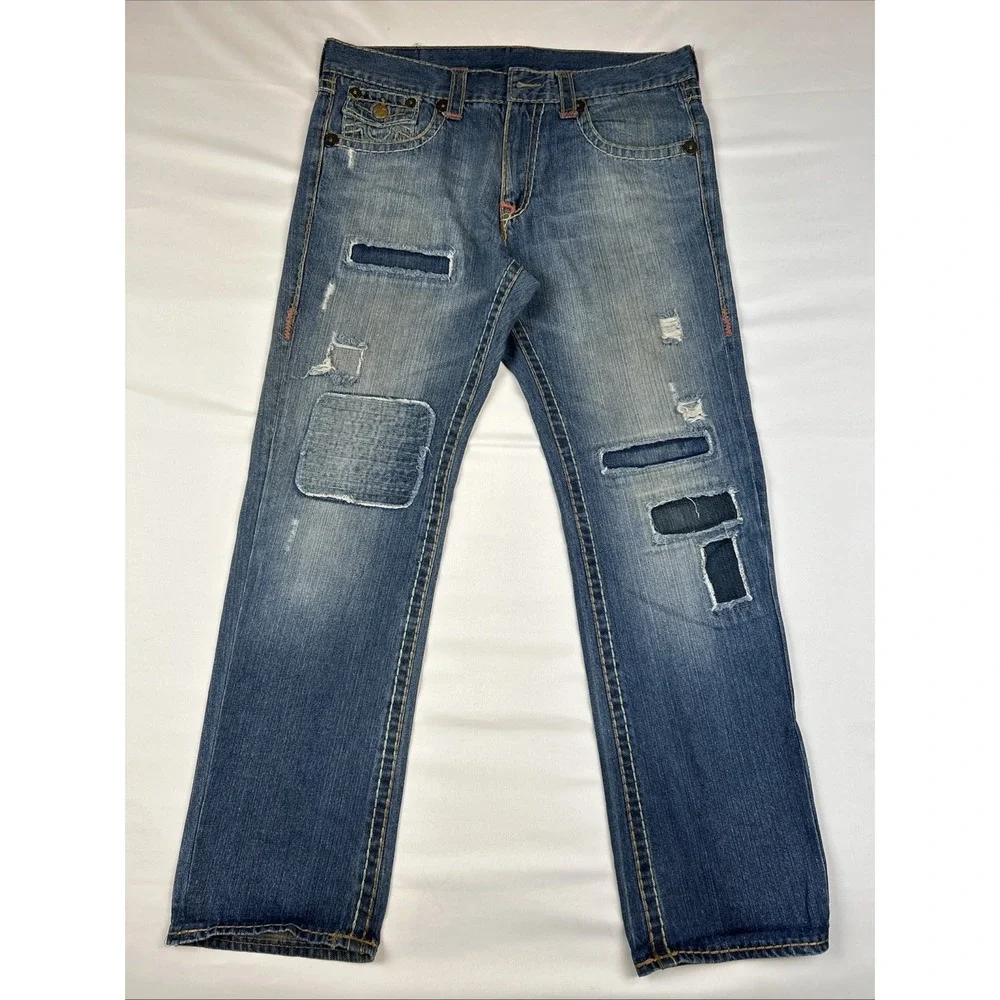 VTG True Religion Billy Super T Jeans 38x32 Made In USA Blue Denim Flare Bootcut